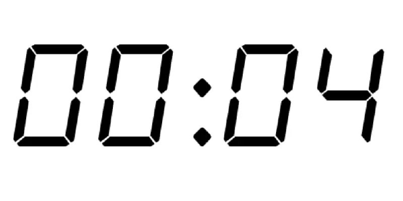 Digital clock showing 00:04