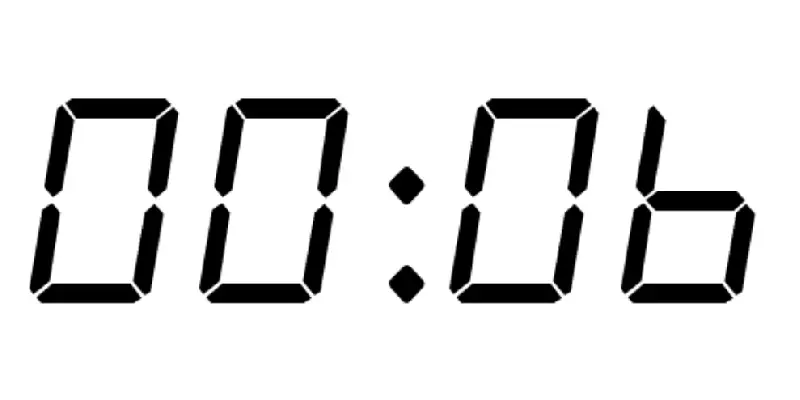 Clock showing 00:06