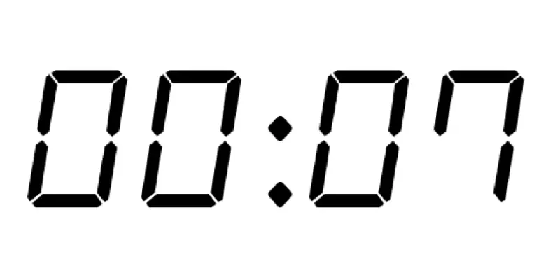 Clock showing 00:07