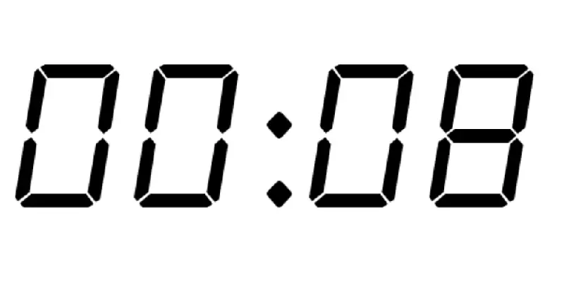 Clock showing 00:08