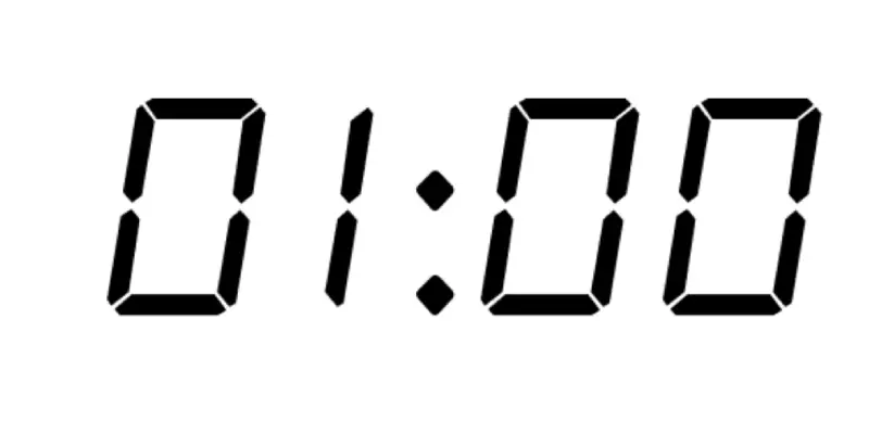 Clock showing 01:00