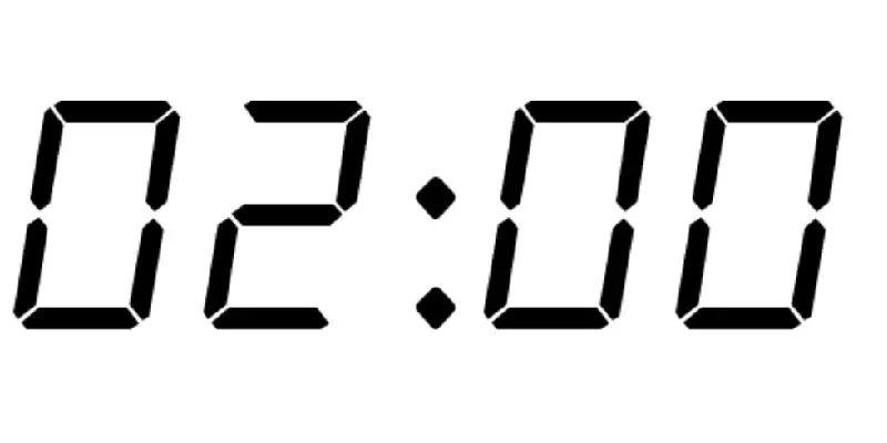Clock showing 02:00