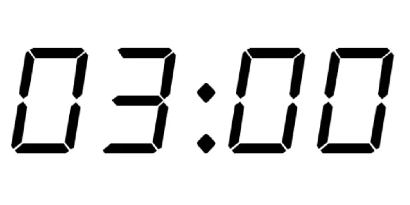 Clock showing 03:00