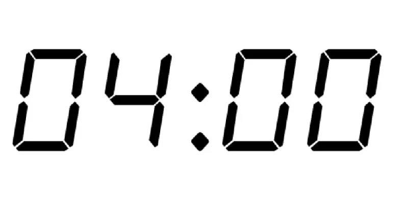 Clock showing 04:00