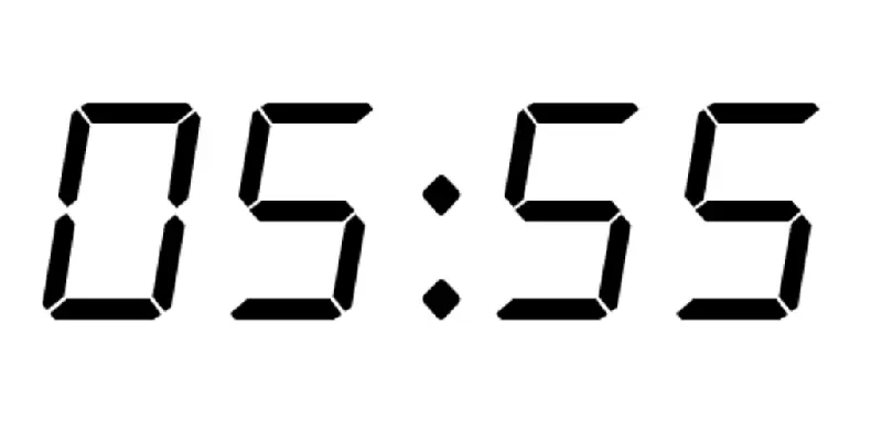 Clock shows 05:55 in the morning