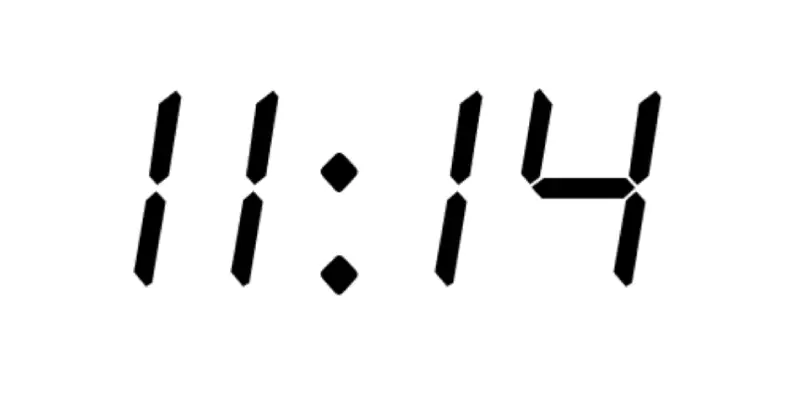 Clock showing 11:14