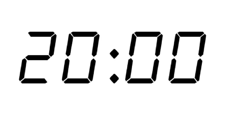 Clock showing 20:00