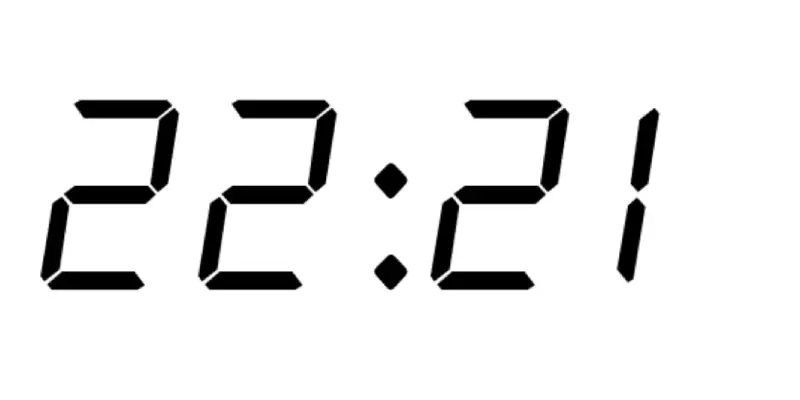 Clock showing 22 hours and 21 minute